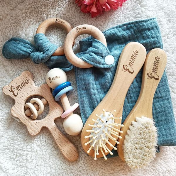 

personalized name born bath toy gift set 0-12 months baby rattle sensory children 6-piece for boy party favor