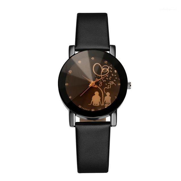 

wristwatches couple watches fashion lovers selling quartz analog faux black leather band wrist watch for men and women drop gift, Slivery;brown
