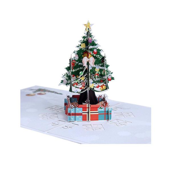 

greeting cards 3d christmas decorations colorful tree card laser cutting envelope postcard hollow carved handmade gift 15*15cm