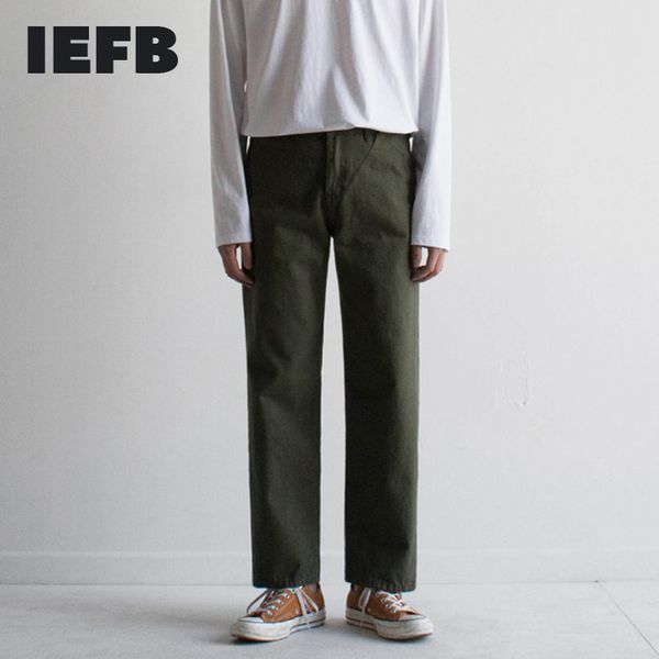 

iefb men's workwear causal pants korean fashion loose wide leg straight pants spring cotton trousers 9y6153 210524, Black