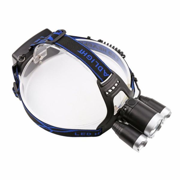 

waterproof 18650 rechargeable headlamp strong bald lights 3led headlights hands-for biking camping hunting bike