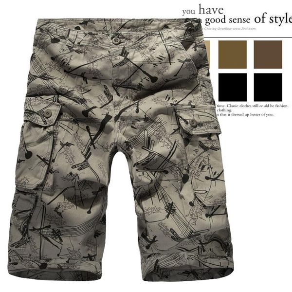 

fashion 2021 men shorts casual loose short pants camouflage military summer style knee length plus size 4 colors men's, White;black
