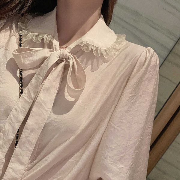 

women's blouses & shirts casual vintage elegant kawaii blouse female chic office lady bow designer korean fall women clothing k1bk, White