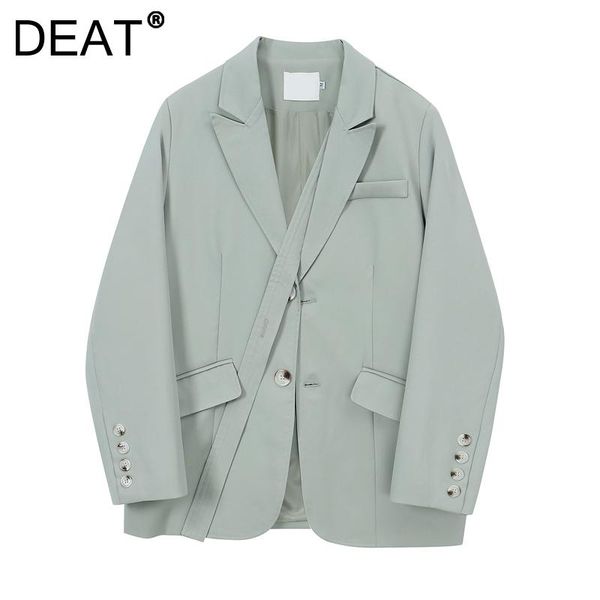 

women's suits & blazers [deat] 2021 autumn fashion tide coat turn-down collar single-breasted long sleeve loose temperament blazer wome, White;black