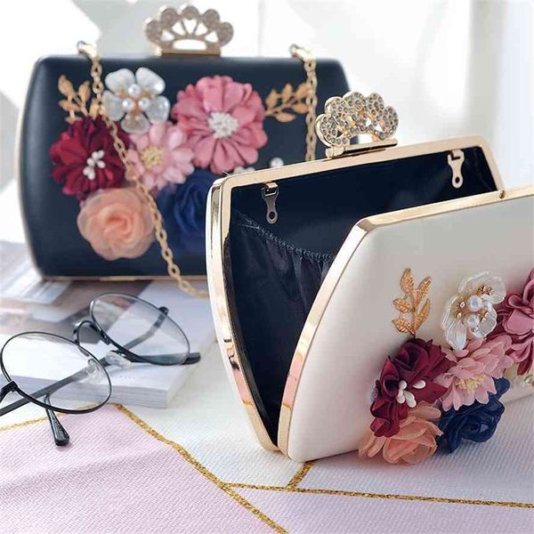 

new korean pu flower bridal hand women's banquet chain cross small cheongsam bag