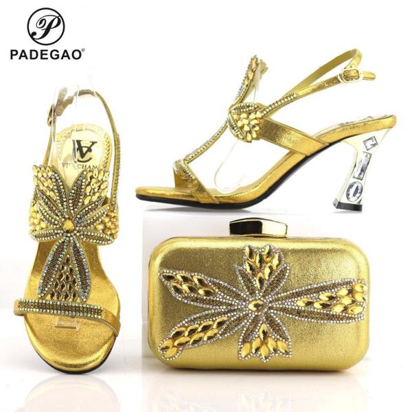 

dress shoes 2021 super african with matching bags set italian women's party and bag sets in heels gold color women sandals, Black