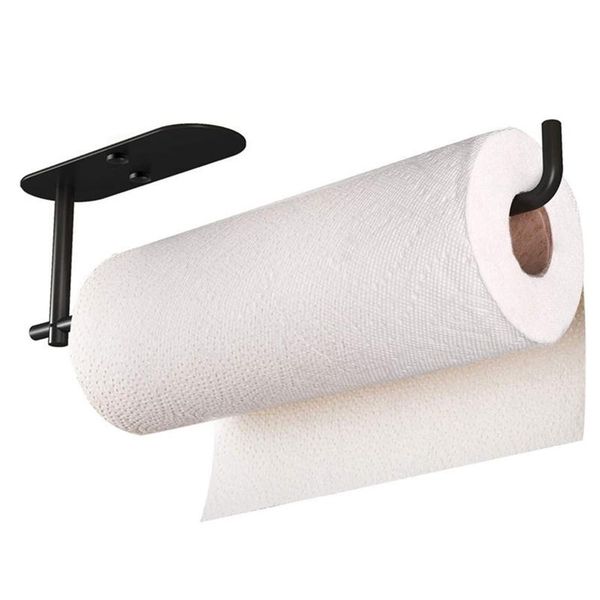 

toilet paper holders towel holder under cabinet- self adhesive or drilling,black wall mount for kitchen, bathroom