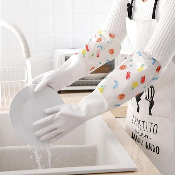 

disposable gloves hanayuki fruit long sleeve magic dishwashing household cleaning kitchen for rubber dishes 2021