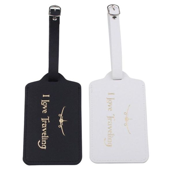 

card holders leather luggage id tag black/ white stylish  bag tags l41b, Brown;gray
