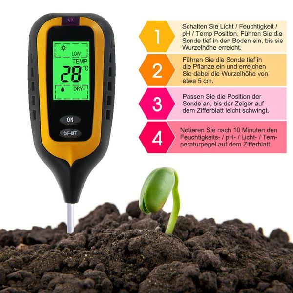 

meters 4 in1 plant soil ph moisture moisture/light/ph sunlight tester tool for gardening farming garden meter
