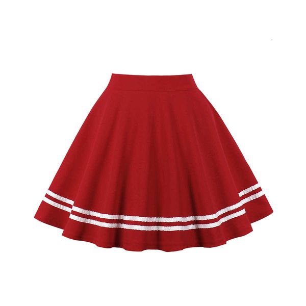 

women sailor white streep flare skater mini vintage rok, Black