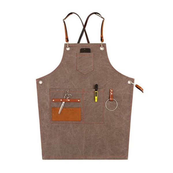 

apron with pockets for men women canvas work adjustable straps workshop tool waiters, artists, woodworker aprons