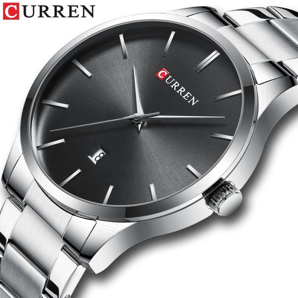 

wristwatches 2021 curren men simple watch steel band minimalist watches quartz date business man minimal male clock reloj hombres, Slivery;brown