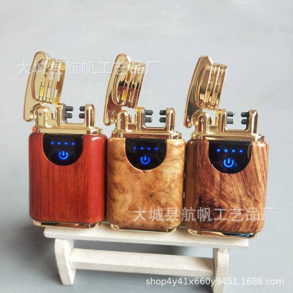 

sandalwood rechargeable electronic version double arc touch screen induction red sandalwood huali yabai lighter