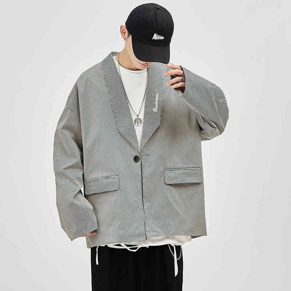

men's suits & blazers 2021 luxury classic grey japan style men's casual autumn spring fashion brand loose long suit rdo0, White;black