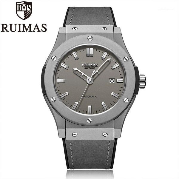

brand mens watches leather luxury automatic mechanical watch men sport wristwatch reloj hombre wristwatches, Slivery;brown