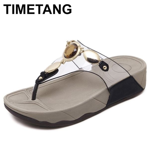 

timetang woman slippers summer women fashion sandals female flip flops thin heels shoes casual comfortable 210628, Black