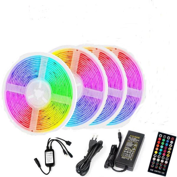 

smd 12v rgb flexible light strip 18led / m + 40key time music controller dc power supply 5m 10m 15m 20m set led strips