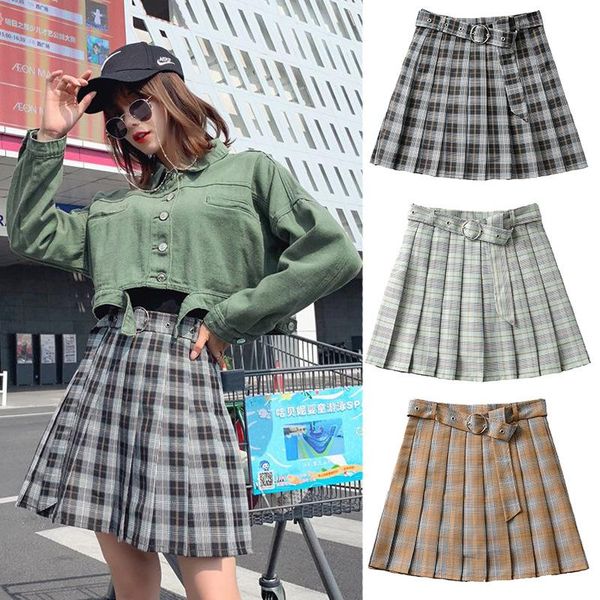 

skirts 2021 summer women's skirt harajuku retro high waist pleated plus size street gothic festival costume korean fashion, Black
