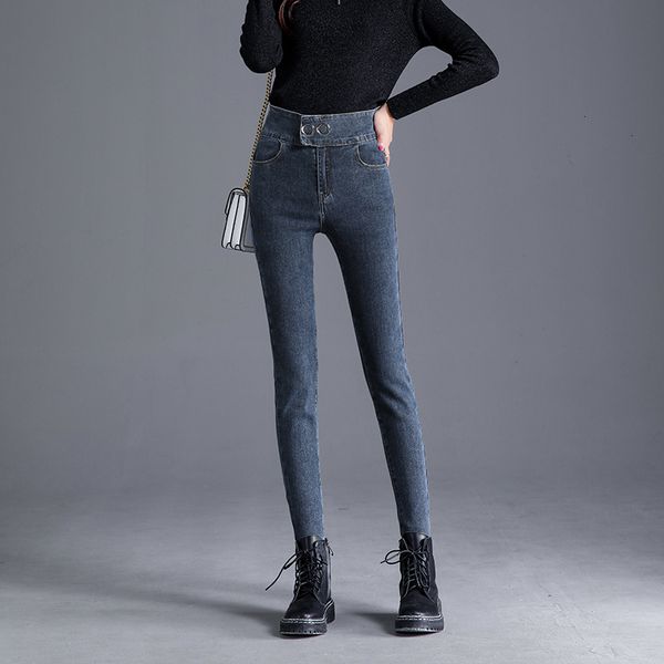 

women's jeans with waist trousers up ny denim streetwear girl blue pencil broek slim fit hip raise lyf3