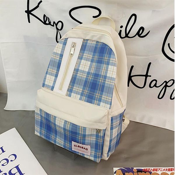 

school bags fashion plaid student bag waterproof nylon backpack youth cute girl casual travel multi-pocket large capacity
