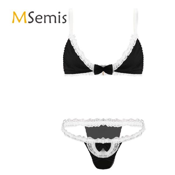 

women's swimwear womens bikini swimsuit bowknot lace trim three-piece set cosplay nightwear underwear ladies lingerie suit, White;black