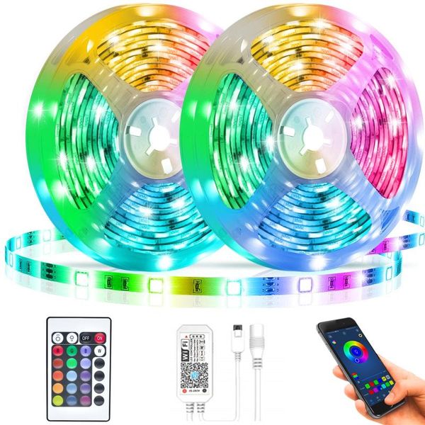 

strips led lights 16.4 ft ahout 5m smart wifi 24-key afstandsbediening eenvoudig te installeren geschikt voor familie kamer decoratie