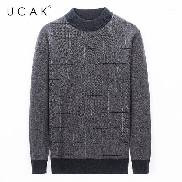 

men's sweaters ucak brand winter warm men clothing streetwear pure merino wool sweater pull homme casual pullover colthes u32071, White;black