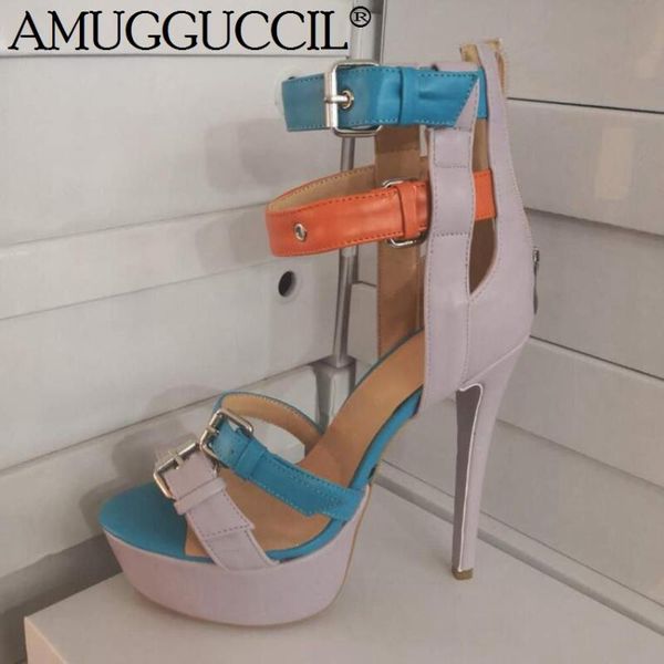 

plus big size 35-52 purple buckle zip fashion high heel platform party wedding summer women lady sandal l1109 sandals, Black