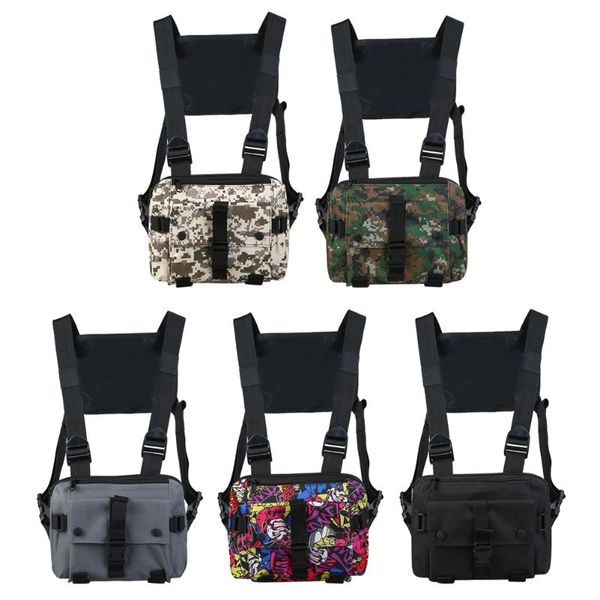 

outdoor bags durable oxford cloth two straps multifunctional chest bag hip hop vest waist pack waistcoat unisex