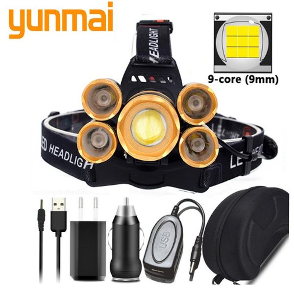

headlamps head torch lamp powerbank function xhp100 5 led headlight zoomable aluminum alloy headlamp 2* 18650 5200mah battery
