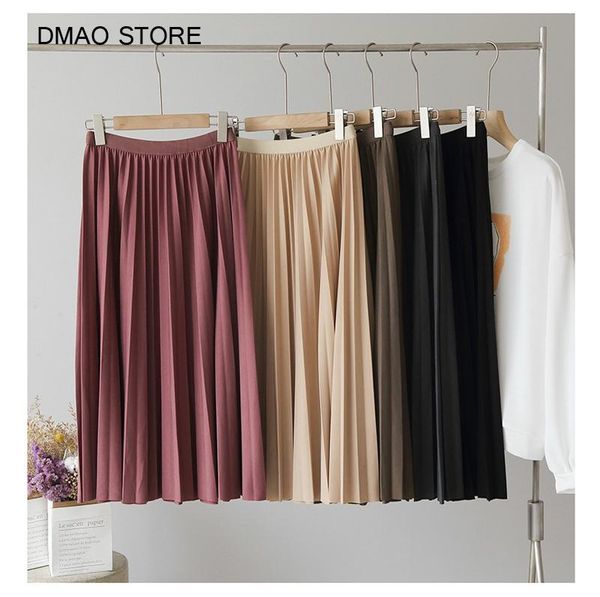 

2021 autumn pleated skirts women's fashion solid color high waist office lay a line, Black