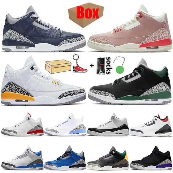 

box with 2021 mens women jumpman 3s basketball shoes rust pink georgetown midnight navy unc laser orange red black cement jth nrg katrina tr
