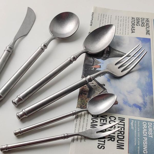 

304stainless steel picnic cutlery set portable vintage eco friendly dinnerware vaisselle couverts de table kitchen accessoriesjq sets