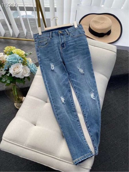 

good version washing water worn design medium waist slim women, Blue