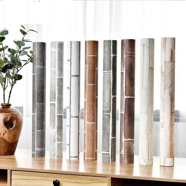 

self adhesive brick pattern pvc wall stickers bedroom living room background waterproof wallpaper 60cm x 5m eco-friendly wallpapers