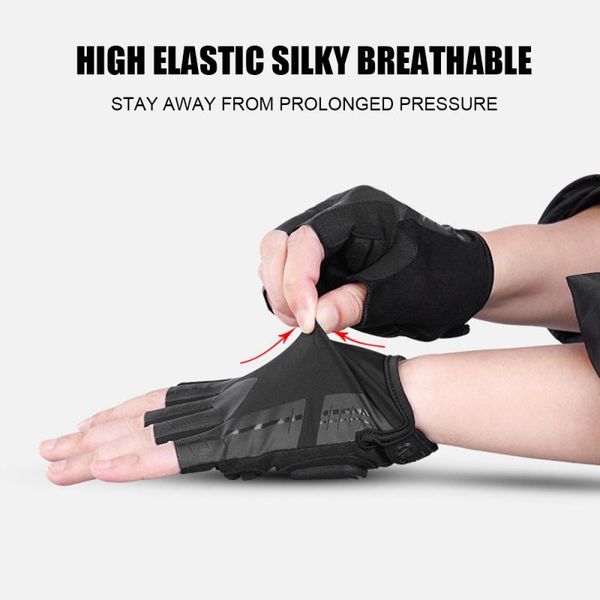 

cycling gloves 2pcs bicycle breathable non-slip half finger resistant gauntlet sports, Black