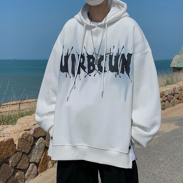 

men's hoodies & sweatshirts men letter harajuku vintage hooded hoodie 2021 mens oversized japanese streetwear male kpop fashion, Black