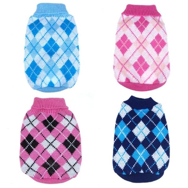 

dog apparel pet warm lattice sweater puppy knitwear clothes for dogs winter cat jumper,dog's yorkie teddy l