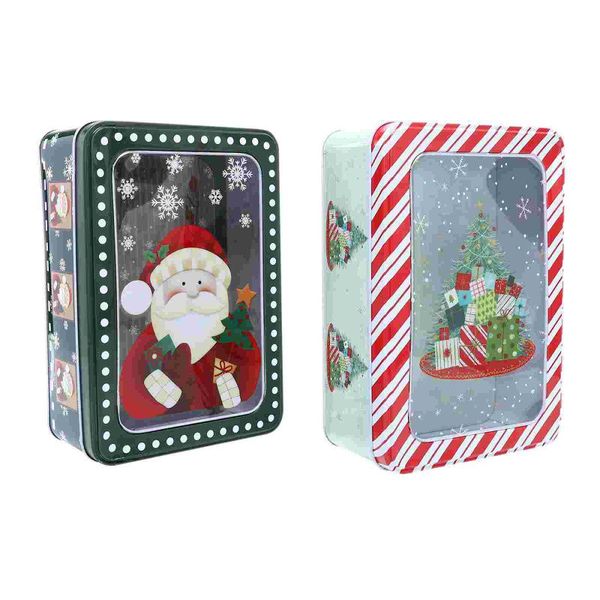 

gift wrap 2pcs christmas candy jar xmas decorative case iron storage boxes