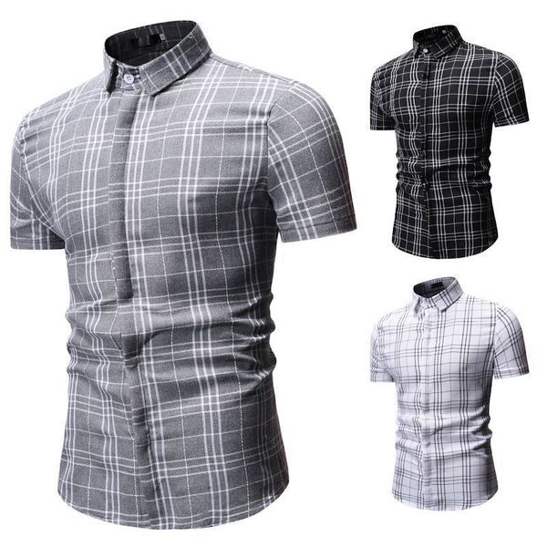 

men's shirts 2021 ummer caual plaid hort leeve y52, White;black