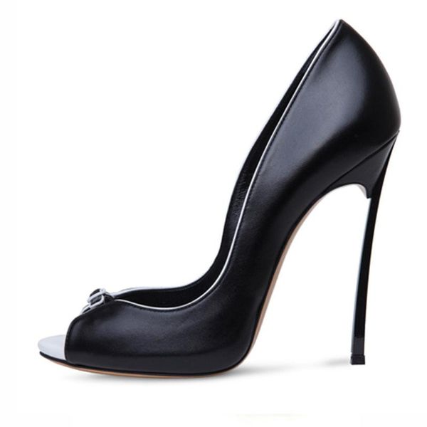 

moraima snc summer and autumn stiletto heels explosions fish mouth single shoes large size shallow cover heel sandals, Black