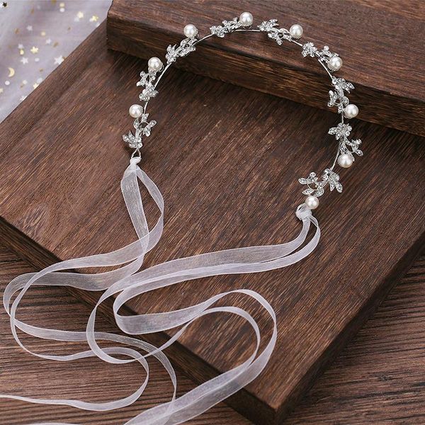 

hair clips & barrettes crystal flower prom bridal band wedding tiara headband leaf pearl bride headpiece for women jewelry, Golden;silver