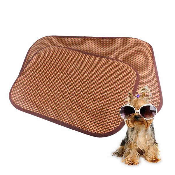

kennels & pens pet bed dog cat summer cooling mat rattan breathable sleeping dogs cats pad supplies products