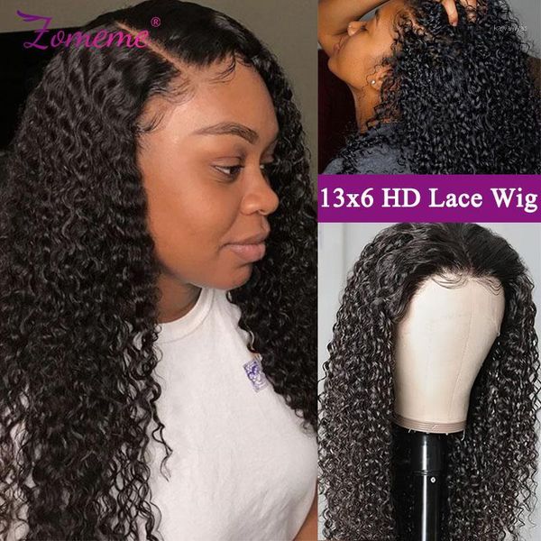 

inch 13x6 jerry curl lace front wig curly human hair wigs pre plucked for women hd transparent frontal1, Black;brown