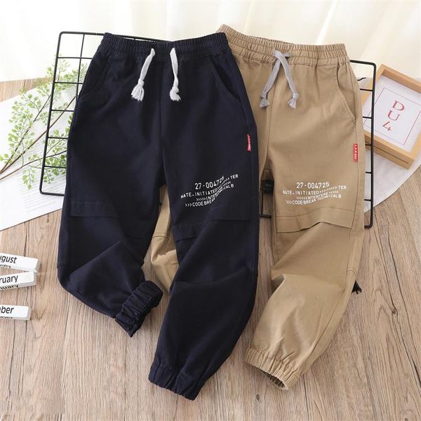 

trousers 2021 autumn boys' pants simple letter, Blue