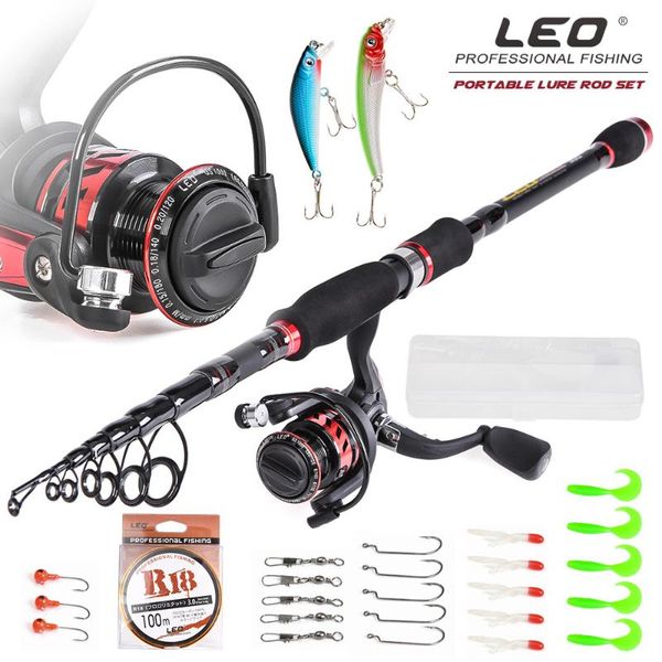

rod reel combo leo fishing and combos full kit, carbon fiber lure pole set saltwater freshwater gear