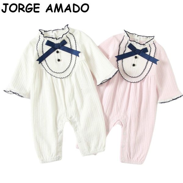 

rompers autumn baby girl bowtie cotton long sleeve princess overalls clothes 0-2y e9722 o5f0, Blue
