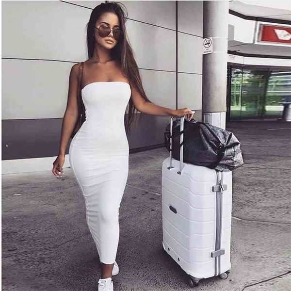 

off shoulder strapless women dress sleeveless straight long bodycon dress backless casual summer party dress women 210518, Black;gray