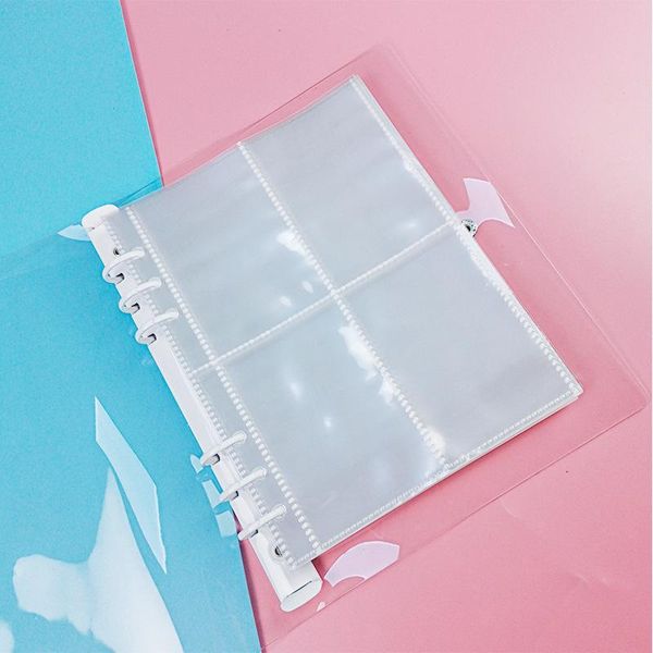 Note de notas 10pcs a5 notebook de suporte de arquivo transparente 6 buraco bolsa de folha solta DIY Bolsa de documentos Binder Rings PVC Storage Binding Paster